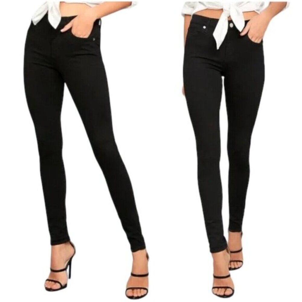 Agolde Filter Free High Rise Denim Dark Wash Casual Skinny Leg Jeans Black 28